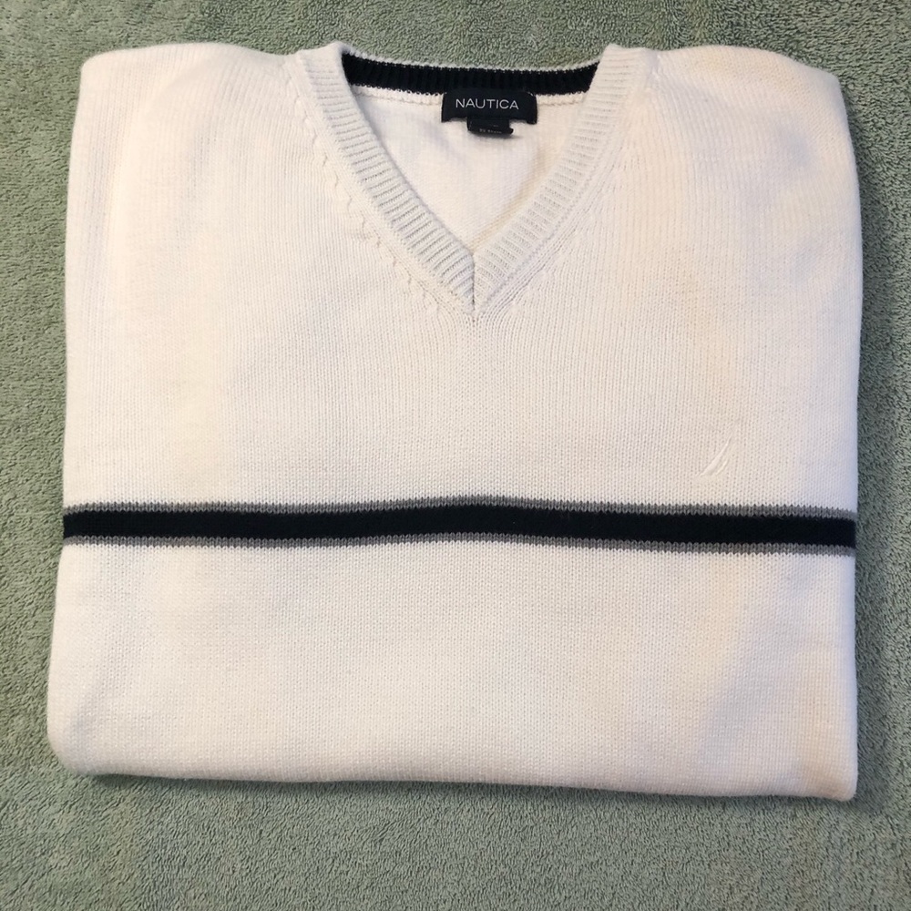 Nautica Lightly Worn V-Neck Sweater.